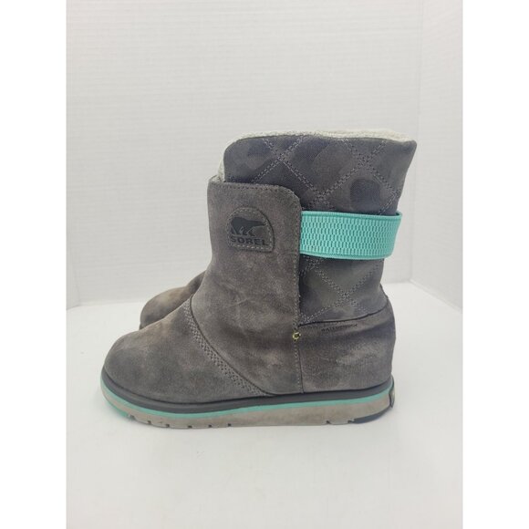 Sorel Rylee Boots Girls 4 Gray Suede Camo Camouflage Faux Fur Lined Waterproof - Picture 4 of 12